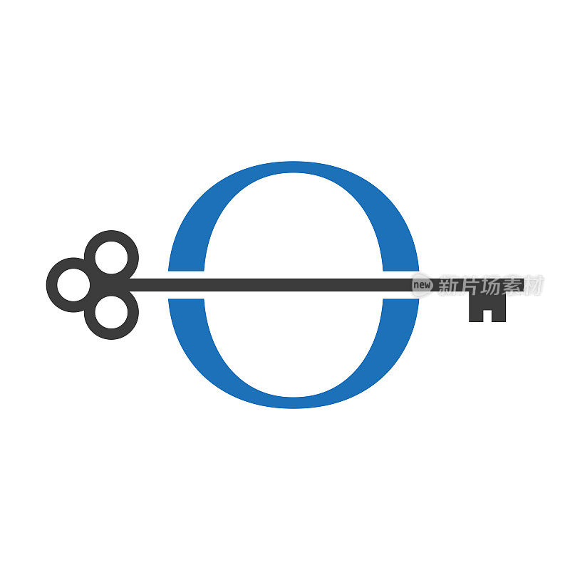 字母O房地产标志概念与Home Lock键矢量模板。豪华家居标志关键标志
